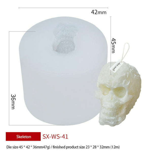 3D Skull Candle Mold DIY Handmade Halloween Crafts Silicone Soap Making Mould
